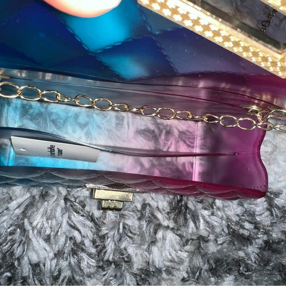 Charlotte Russe Jelly Transparent Blue Pink Crossbody Purse - Picture 4 of 6